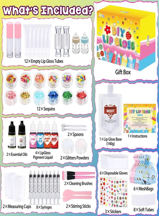 Jcoos Lip Gloss Making Kit, 73PCS Fun Make Your Own Lip Gloss Kit Kids, Beginner, Lipgloss Sets for Girls, DIY Lipstick Set, Moisturizing Lip Oil Base, Gifts for Tween Girls, Teens, Daughters, Women - Image 2